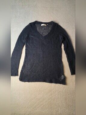 Anthropology Charlie & Robin Navy Mohair Wool Long Sleeve Pullover Sweater M